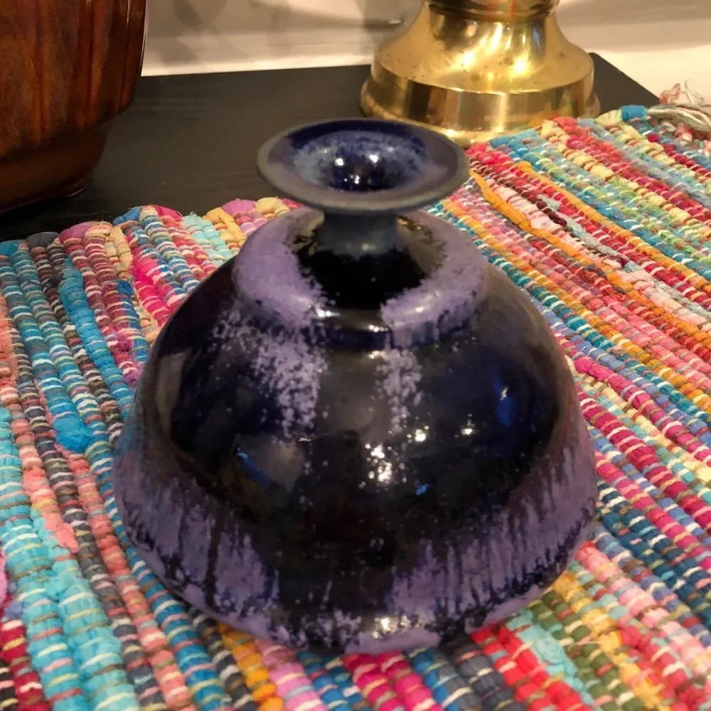 Handmade Purple Glaze Pottery Bud Vase